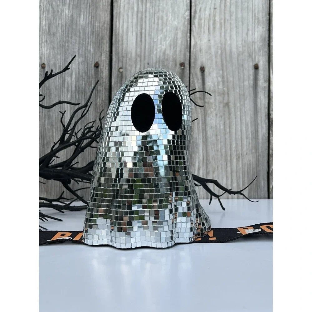 Halloween Disco Mirror Ghoul GHOST Cute Decor Silver 7 in New